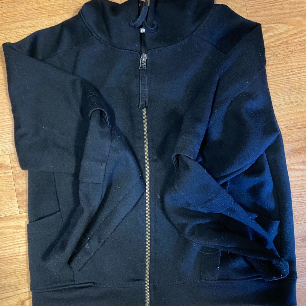 black zip up hoodie